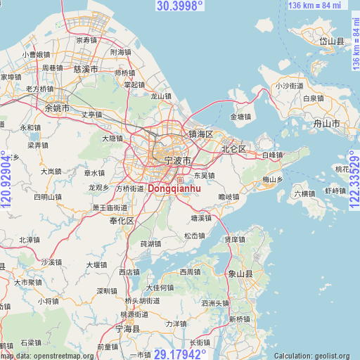 Dongqianhu on map