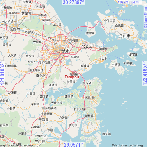 Tangtou on map