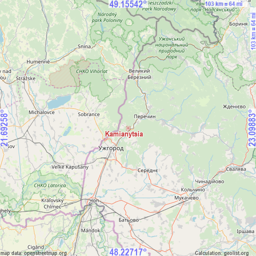 Kamianytsia on map