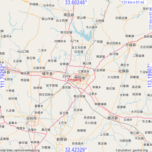 Jingang on map