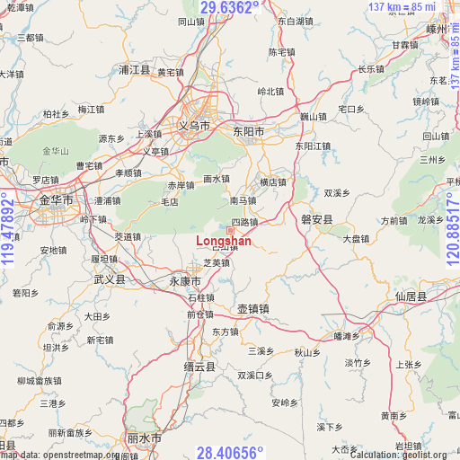 Longshan on map