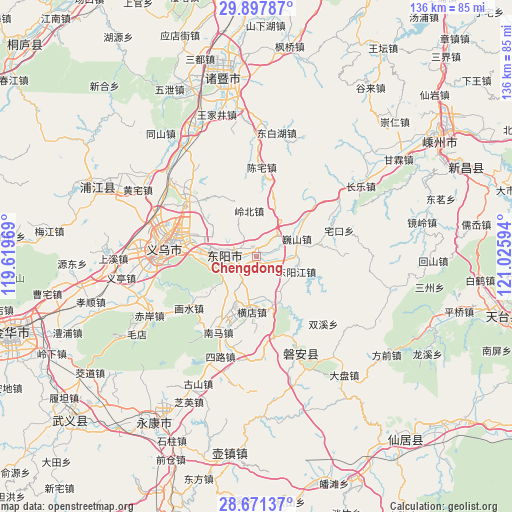 Chengdong on map