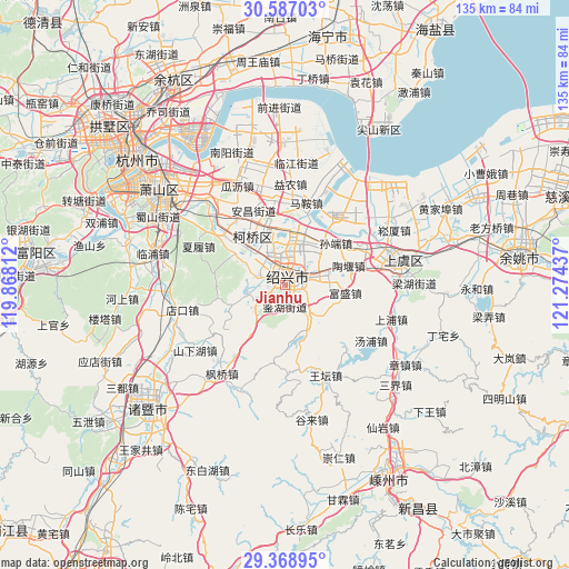 Jianhu on map