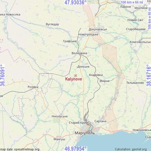 Kalynove on map