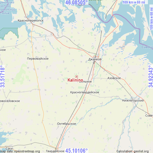 Kalinino on map