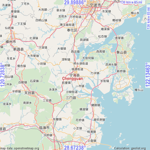 Chengguan on map