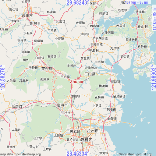 Zhu’ao on map