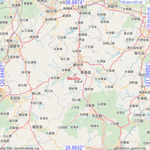 Meizhu on map