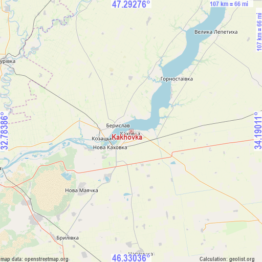 Kakhovka on map