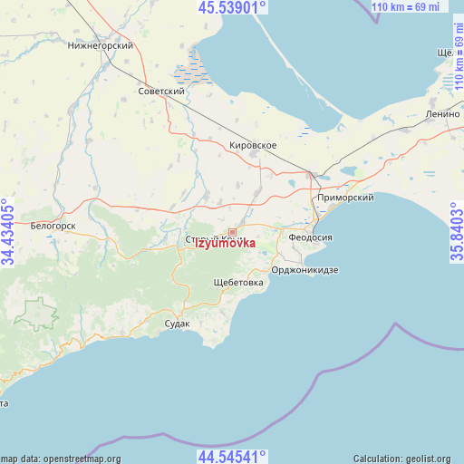 Izyumovka on map