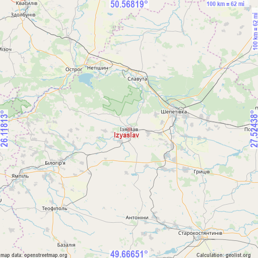 Izyaslav on map
