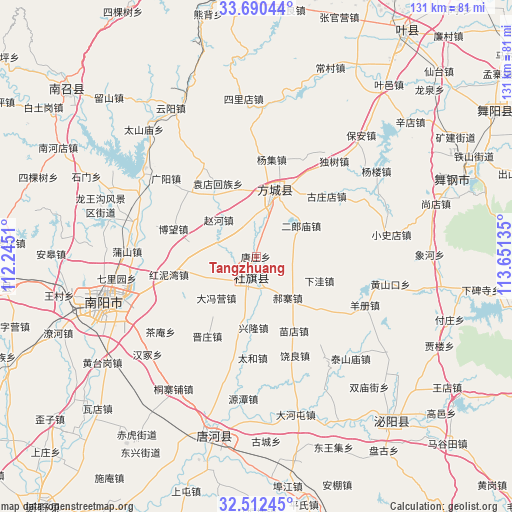 Tangzhuang on map