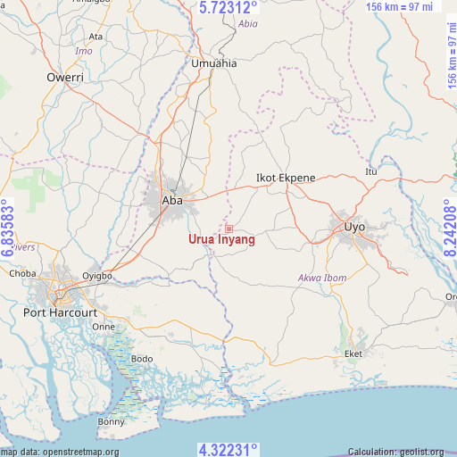 Urua Inyang on map