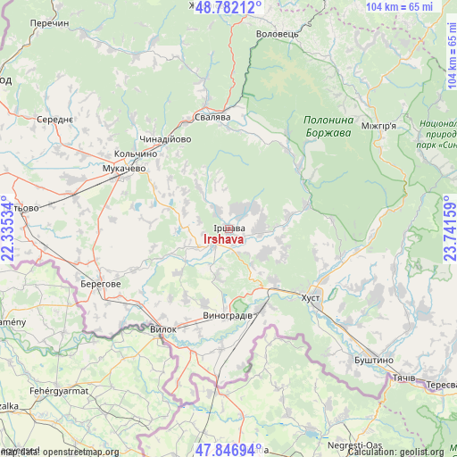 Irshava on map