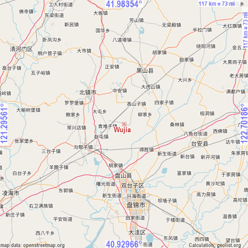 Wujia on map