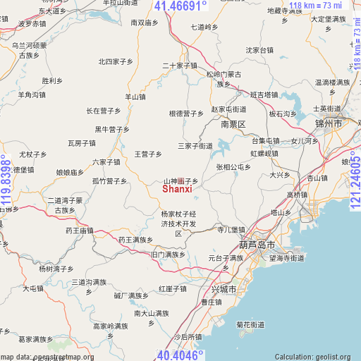 Shanxi on map