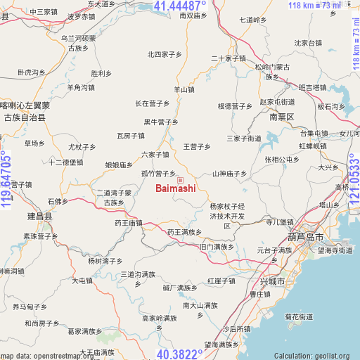 Baimashi on map
