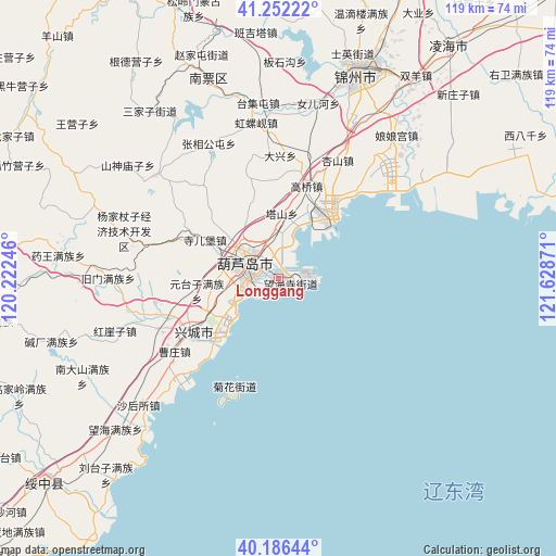 Longgang on map