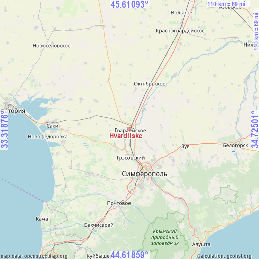 Hvardiiske on map