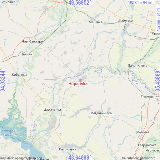 Hupalivka on map