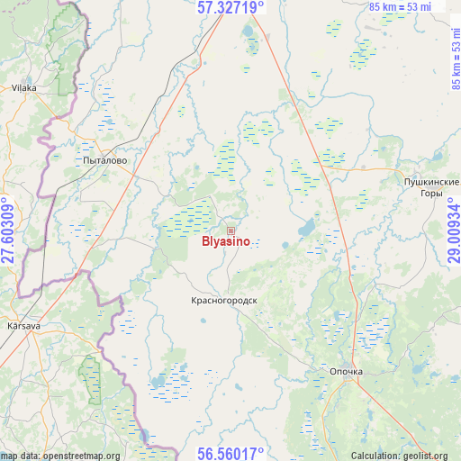 Blyasino on map