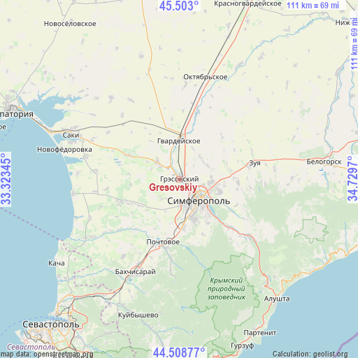 Gresovskiy on map