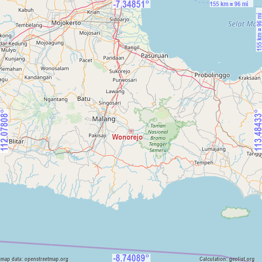 Wonorejo on map