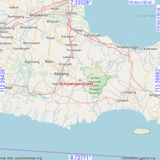 Simpanganduwet on map