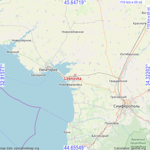 Lesnovka on map