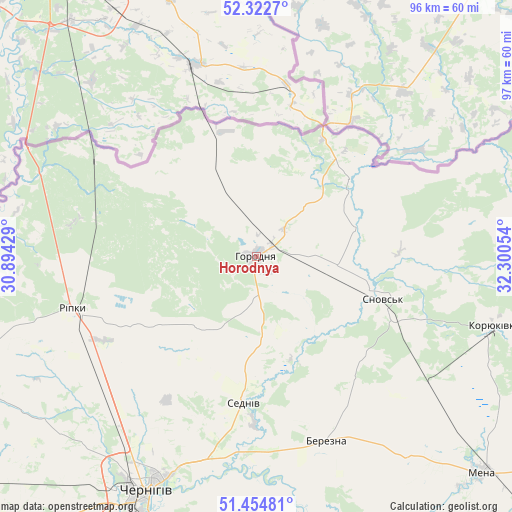 Horodnya on map