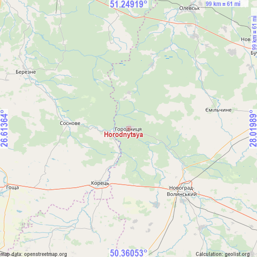 Horodnytsya on map