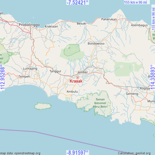 Krasak on map