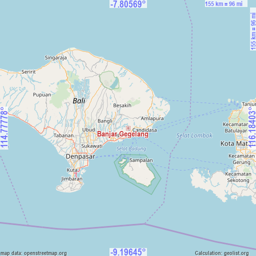 Banjar Gegelang on map
