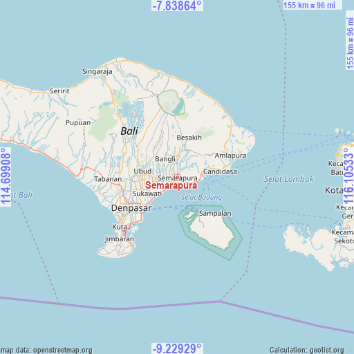 Semarapura on map