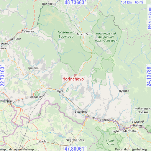 Horinchovo on map