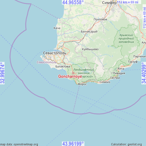 Goncharnoye on map