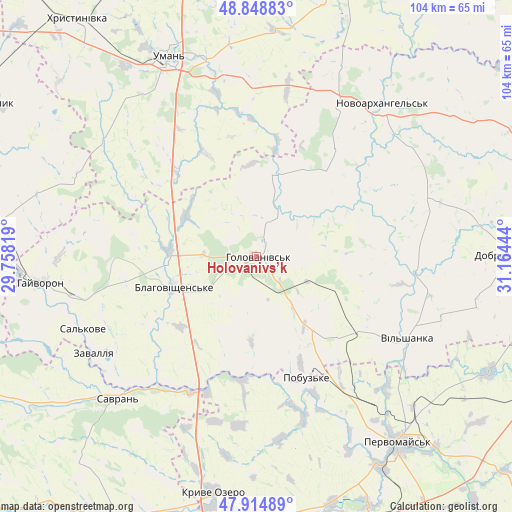 Holovanivs’k on map