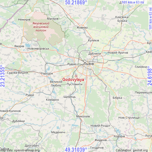 Godovytsya on map