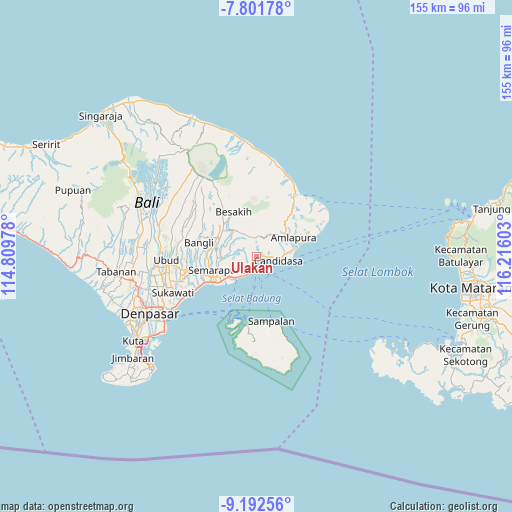 Ulakan on map