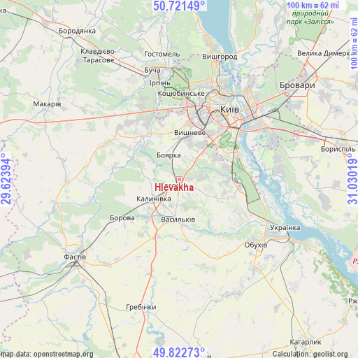 Hlevakha on map