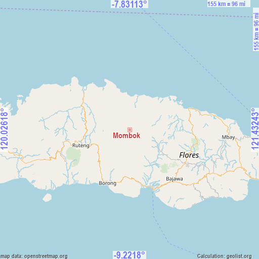 Mombok on map