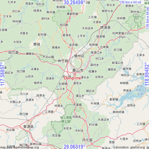 Donglinxi on map