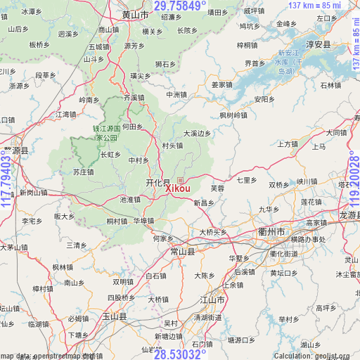 Xikou on map