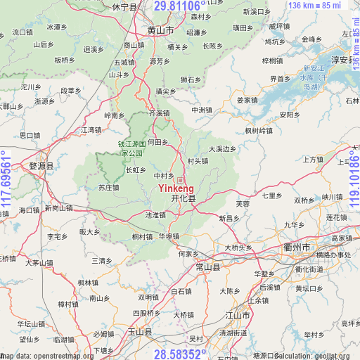 Yinkeng on map