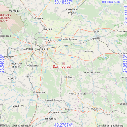 Dzvinogrud on map