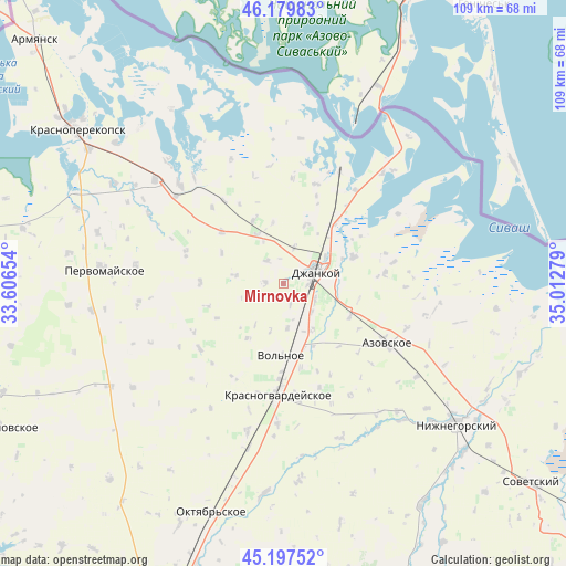 Mirnovka on map