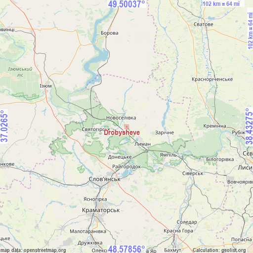 Drobysheve on map