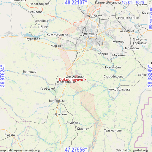 Dokuchayevs’k on map