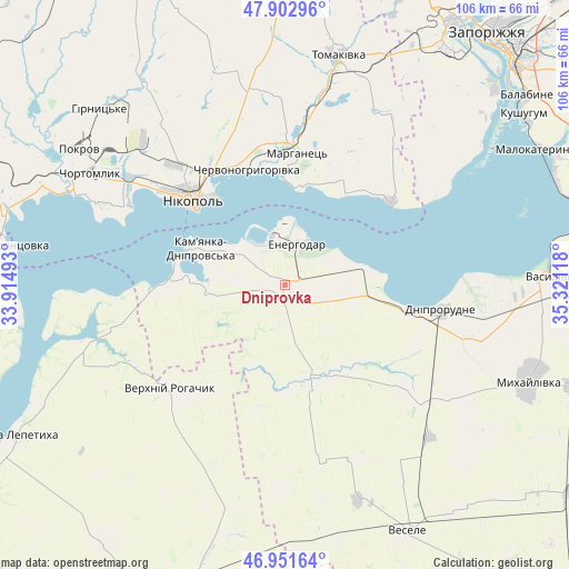 Dniprovka on map