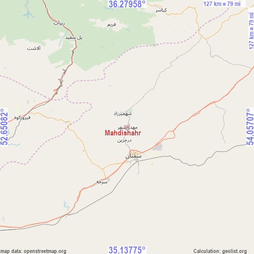 Mahdishahr on map